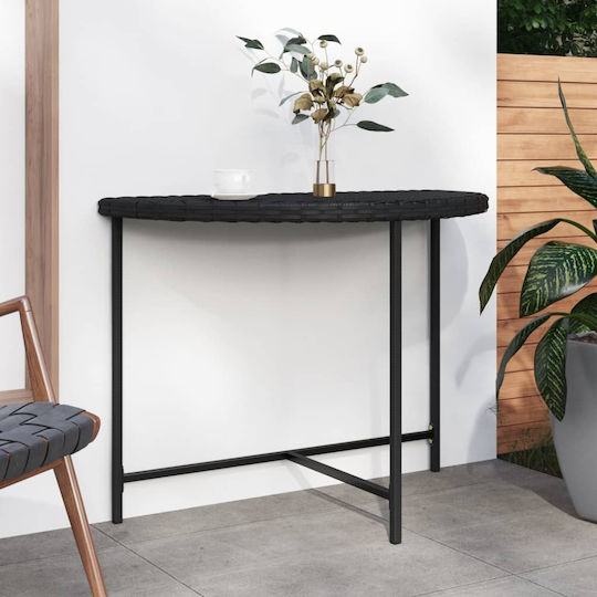 Outdoor Dinner Free Standing Rattan Table Black 100x50x75cm