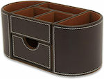 Leather Desk Organizer in Brown Color 23x12.3x10cm.