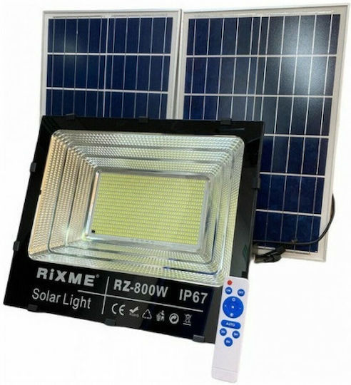 Rixme Στεγανός Ηλιακός Προβολέας LED 800W Ψυχρό Λευκό με Αισθητήρα Κίνησης και Τηλεχειριστήριο IP67