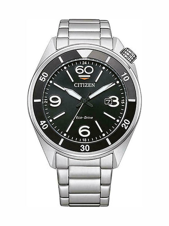 Citizen Herrenuhr 44mm Eco - Antrieb mit Silber Metallarmband