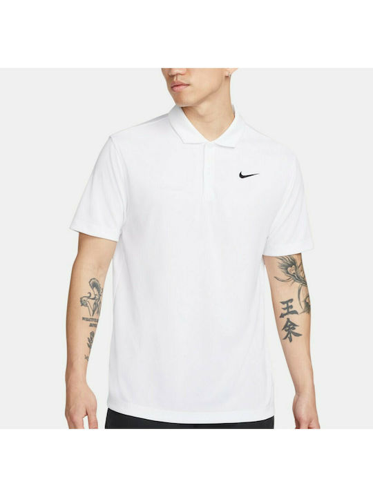 Nike Nikecourt Ανδρική Μπλούζα Dri-Fit Polo Κοντομάνικη Λευκή