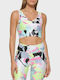 Γυναικείο Crop Top Αμάνικο με V Λαιμόκοψη Yellow/Blue/Pink