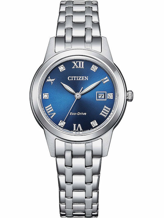 Citizen Γυναικείο Ρολόι 30mm Μπαταρίας με Ασημί Μεταλλικό Μπρασελέ