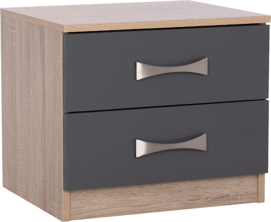 Bedside Table Wooden Sonoma - Grey 48x40.5x42cm