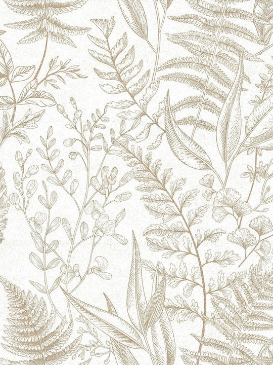 Wallpaper Flora Vinyl Beige L1005xW53cm Washable