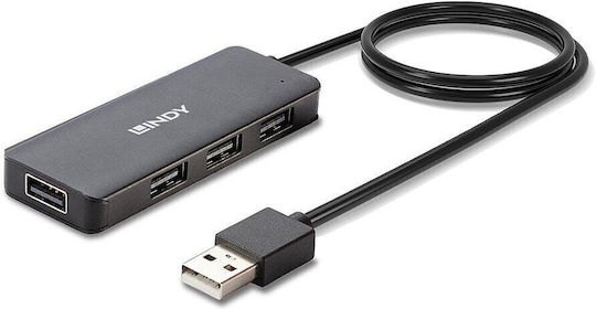 Lindy Hub 4 Θυρών USB 2.0 με σύνδεση USB-A Γκρι