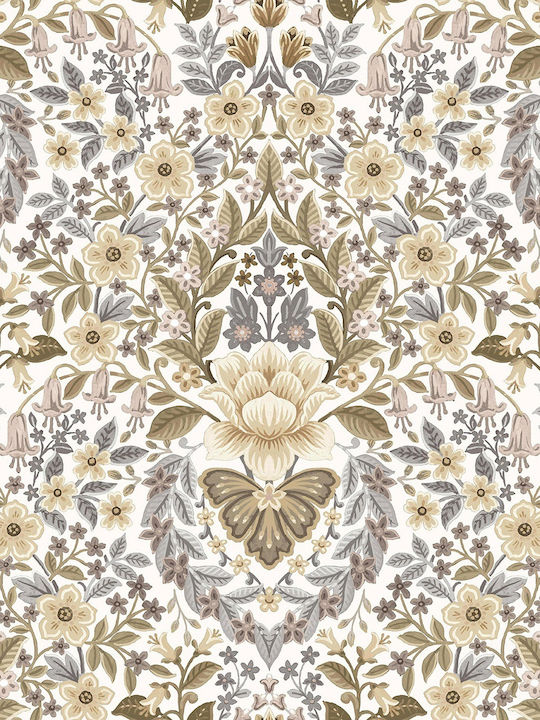 Wallpaper Flora Vinyl Beige L1005xW53cm Washable