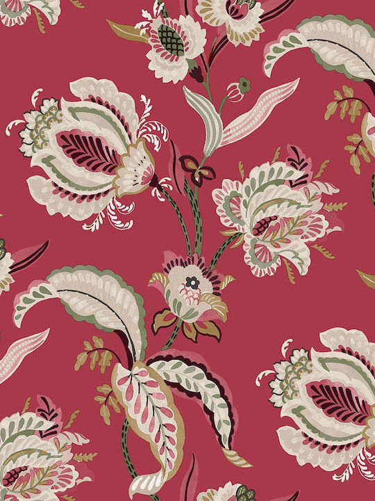 Wallpaper Flora Vinyl Red L1005xW53cm Washable