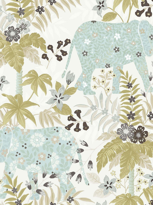 Wallpaper Flora Vinyl Khaki L1005xW53cm Washable