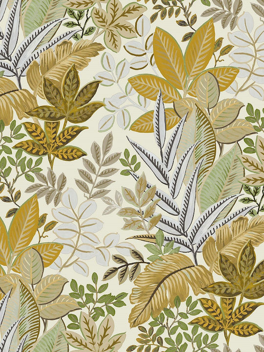 Wallpaper Flora Vinyl Yellow L1005xW53cm Washable