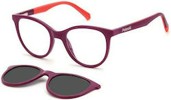 Polaroid Children's Plastic Eyeglass Frame with Clip On Burgundy PLD8051/CS B3VM9