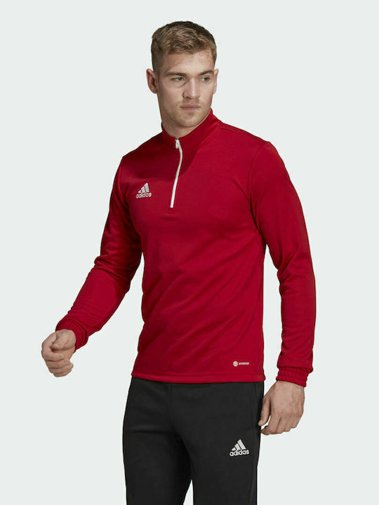 Adidas Entrada 22 Ανδρική Μπλούζα με Φερμουάρ Μακρυμάνικη Κόκκινη