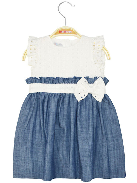 Children's Dress Sleeveless Denim White