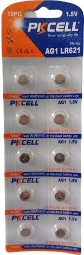 Pkcell AG1/LR621/364/164 LR621 Alkaline Watch Batteries LR60 1.5V 10pcs