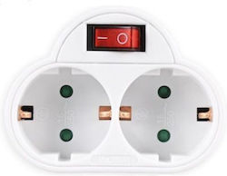 2-Outlet T-Shaped Wall Plug White