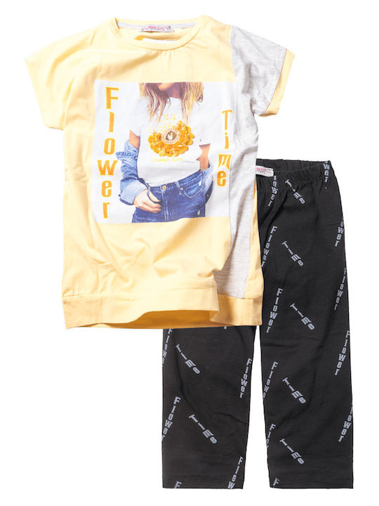 Εβίτα Kids Set with Leggings Summer 2pcs Yellow