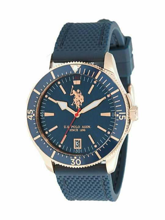 U.S. Polo Assn. Argo Ανδρικό Ρολόι 42mm Μπαταρίας με Μπλε Καουτσούκ Λουράκι