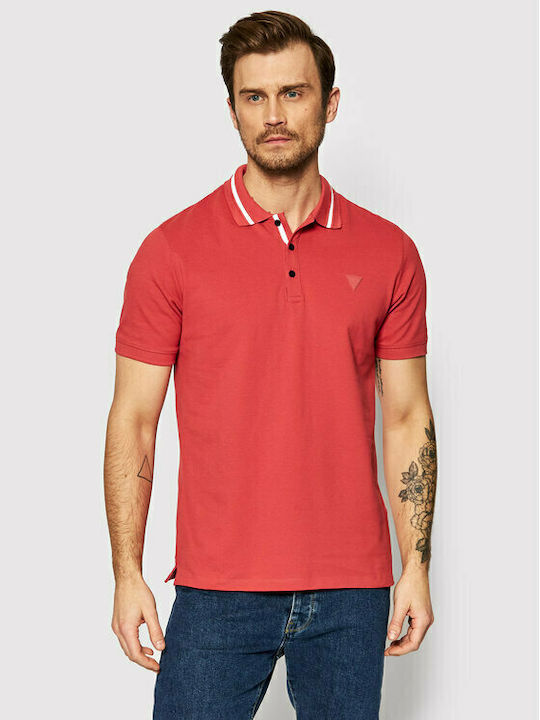 Guess Ανδρικό T-shirt Polo Κόκκινο