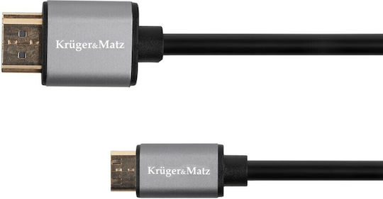 Kruger & Matz HDMI 2.0 Premium High Speed 4K 60Hz HDR Cable HDMI male - mini HDMI male 1.8m Μαύρο