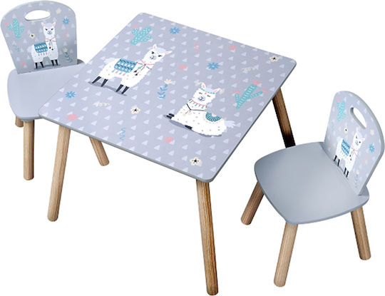 Alpaka Kids Table and Chairs Set made of Wood Gray Kesper