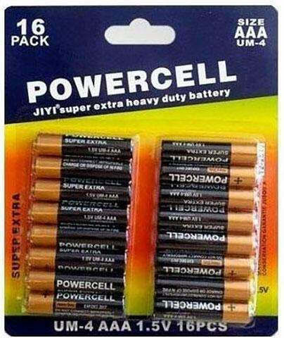Powercell Super Extra Heavy Duty Zink-Batterie Zink AAA 1.5V 16Stück