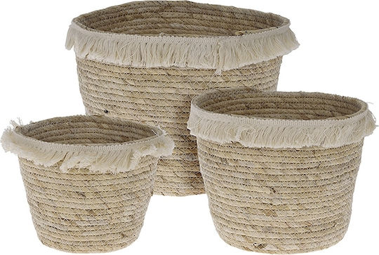 Zaros Set de coșuri decorative Ecru 3buc