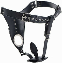 XR Strict Penis Chastity Belt with Silicone Anal Plug Μαύρο