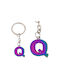 Keychain Rainbow Letter Metalic Monogramă Q