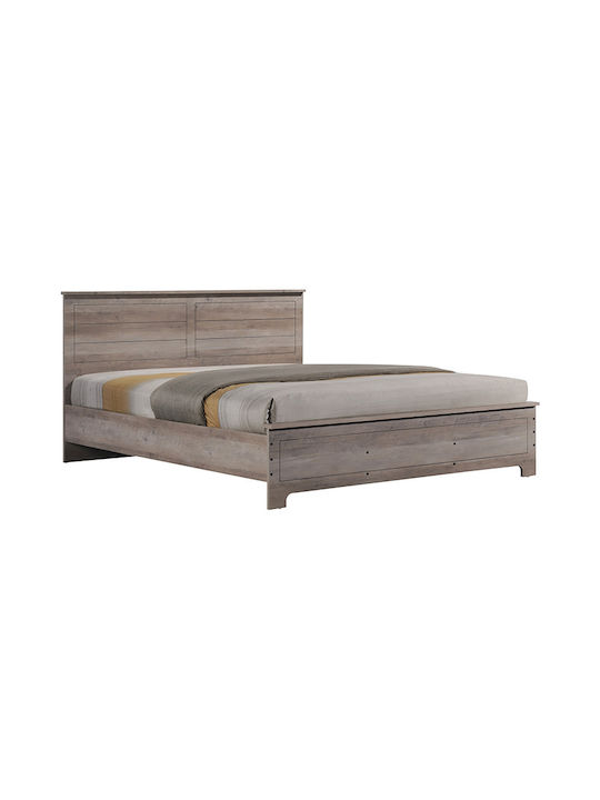 Tara Κρεβάτι Υπέρδιπλο Ξύλινο Rustic Oak με Αποθηκευτικό Χώρο & Τάβλες 160x200cm