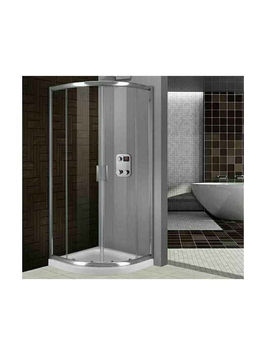 Aquarelle Venia 20 Cabin for Shower Semi-circular with Sliding Door 90x90x185cm Clear Glass