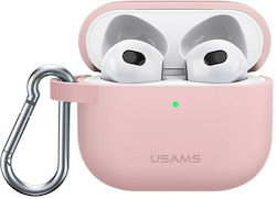 Usams BH741 Hülle Silikon mit Haken in Rosa Farbe für Apple AirPods 3 Usams BH741 Hülle Silikon mit Haken in Rosa Farbe für Apple AirPods 3