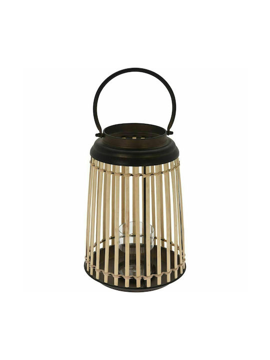 JK Home Decoration Tabletop Bamboo Lantern Brown 24x24x32cm