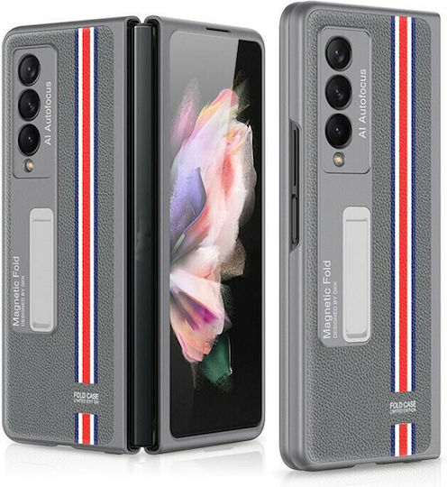 GKK Shockproof Back Cover Piele artificială Magnetic Limited Grey (Galaxy Z Fold 3)