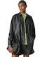 Carla Δερμάτινo Γυναικείο Μαύρο Overshirt