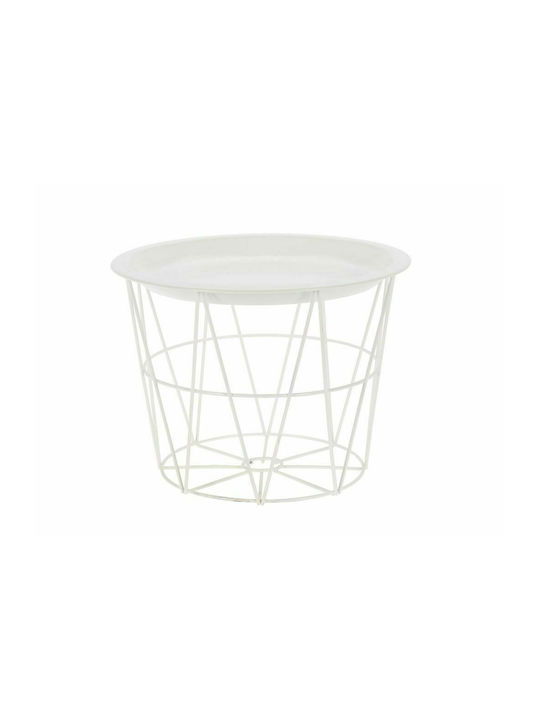 Round Metal Side Table Λευκό L25xW25xH20cm