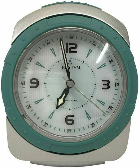 Rhythm Geräuschlose Tischuhr Kunststoff mit Wecker Grün 4SE919WR05