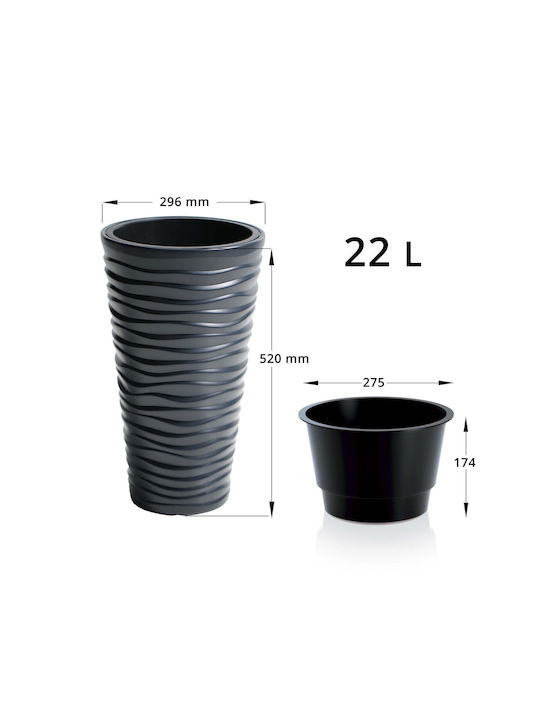 Marhome Sand Slim Pot Plastic Charcoal 29.6x29....