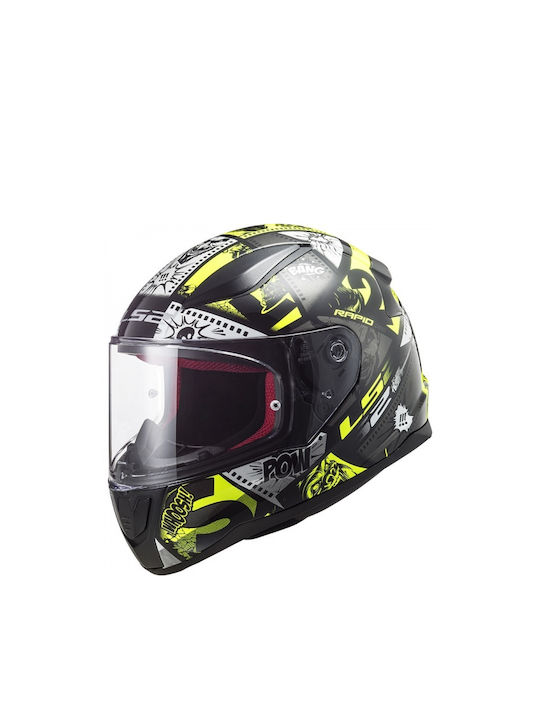 LS2 Rapid Mini Vignette Junior Black/H-V Yellow Motorradhelm Volles Gesicht ECE 22.05 1200gr 10353J 30 54