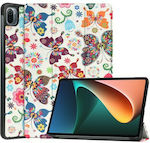 Tri-Fold Флип капак Изкуствена кожа Butterflies & Flowers (Xiaomi Pad 5 - Xiaomi Пад 5) 101912093E