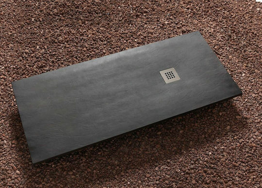 Tema Rectangular Artificial Stone Shower Anthracite Art Stone 120x70x3cm
