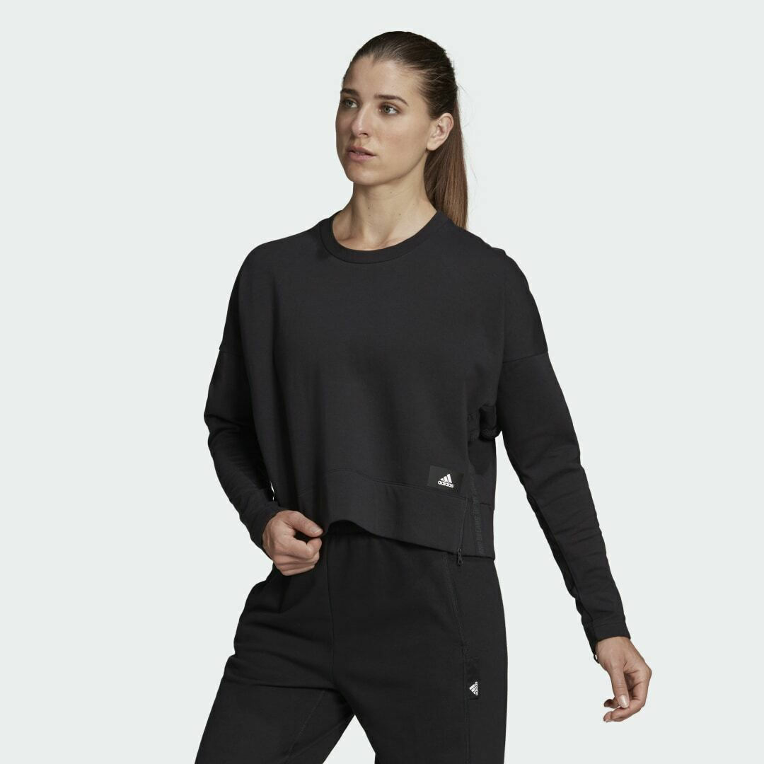 Adidas Sportswear Mission Victory Cropped Γυναικείο Φούτερ Μαύρο HE3075