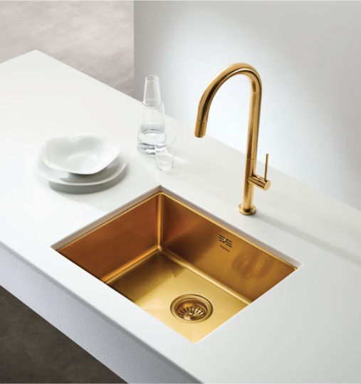 Fortinox Squadro 28075-211 Unterbau Spüle Inox Gebürstet B74xT44cm Gold Brushed PVD
