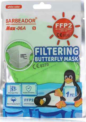 Max Barbeador Max-06A Butterfly Disposable Protective Mask FFP2 Kids Neon Green 20pcs