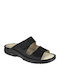 Luis Leather Women's Flat Sandals Anatomic in Black Color