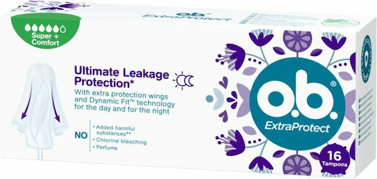 O.B. Tampoane Extra Protect Ultimate Leakable Protection Pentru Debit Puternic 16 Bucăți
