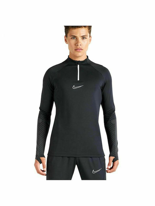Nike Ανδρική Μπλούζα Dri-Fit με Φερμουάρ Μακρυμάνικη Μαύρη