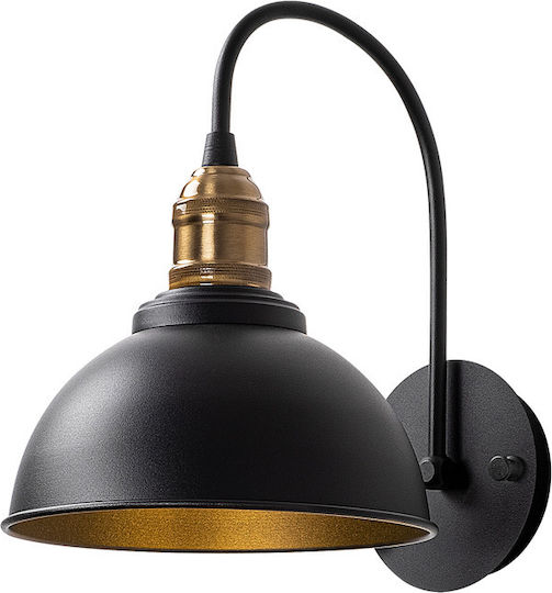 Opviq Vintage Lamp Wall with Socket E27 Black 27x27cm