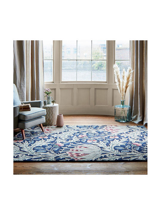 Morris & Co Artichoke Mineral Handgefertigt Teppich Rechteckig Baumwolle Blue / Beige