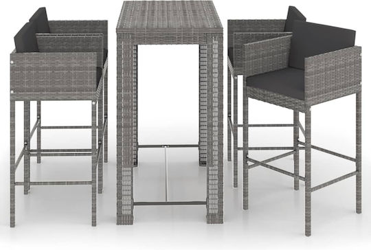 Set Bar Exterior 5 Piese Gri Cu Perne