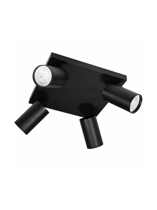 Vivalux SP714-4SQ Spot mit 4 Lichtern und mit Fassung GU10 in Schwarz Farbe